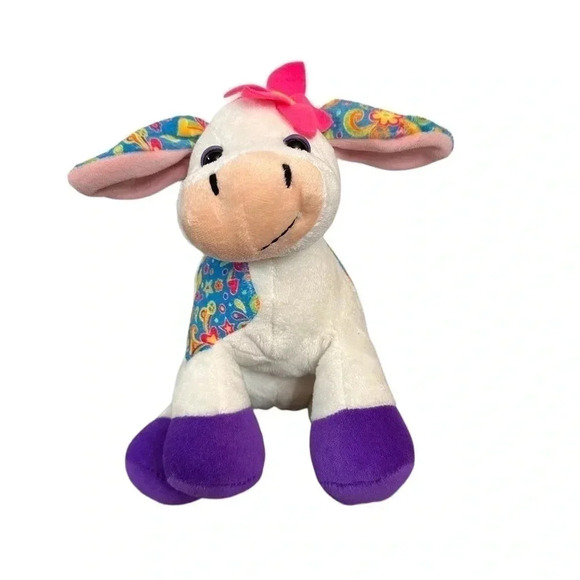 Ganz Webkinz Rockerz Cow Peace Love Moosic Multicolor Plush Cow **No Code** - Picture 1 of 9